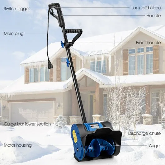 12-Inch 9 Amp Electric Corded Snow Shovel Driveway Yard Snow Thrower-Blue