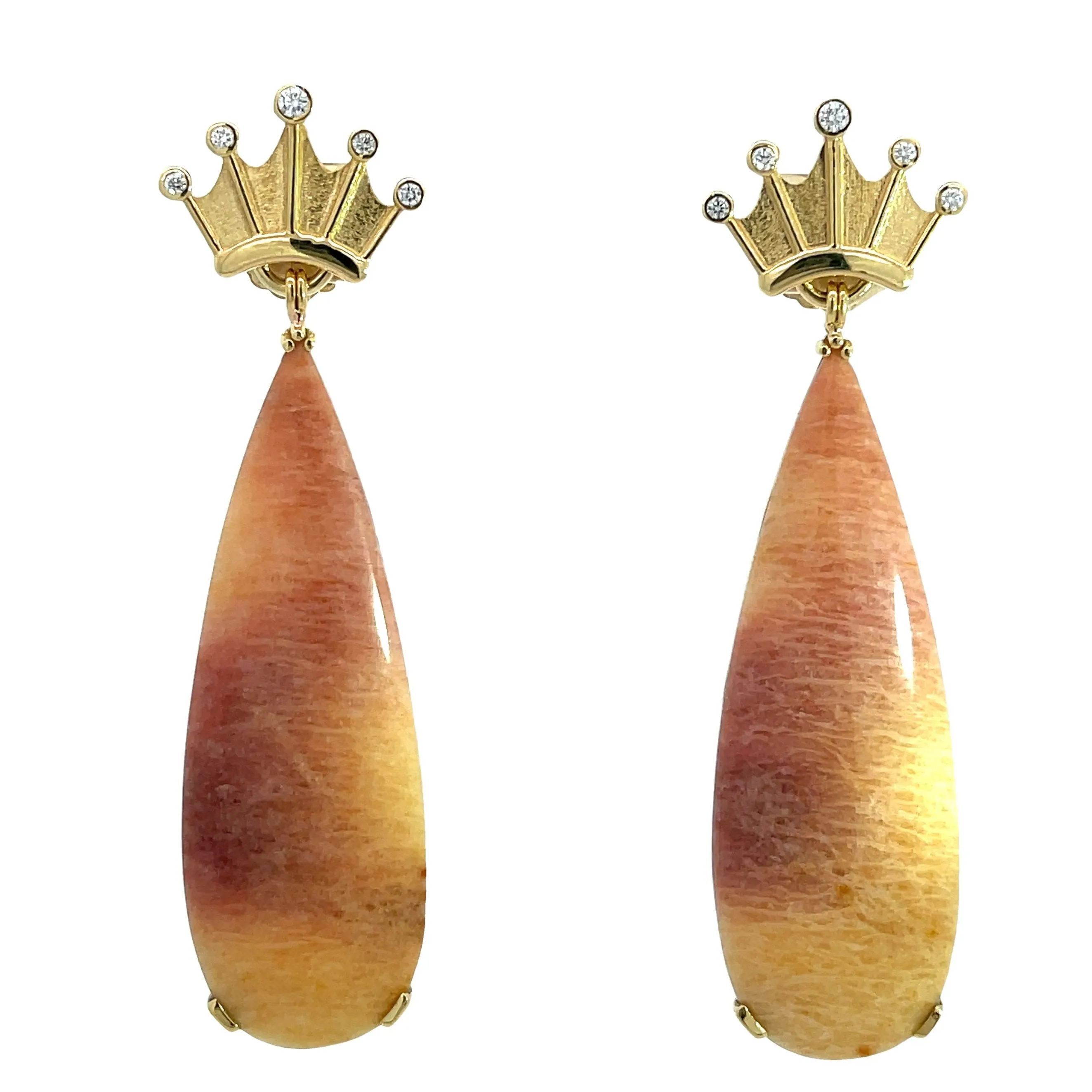 18k Yellow Gold Diamond Crown Studs