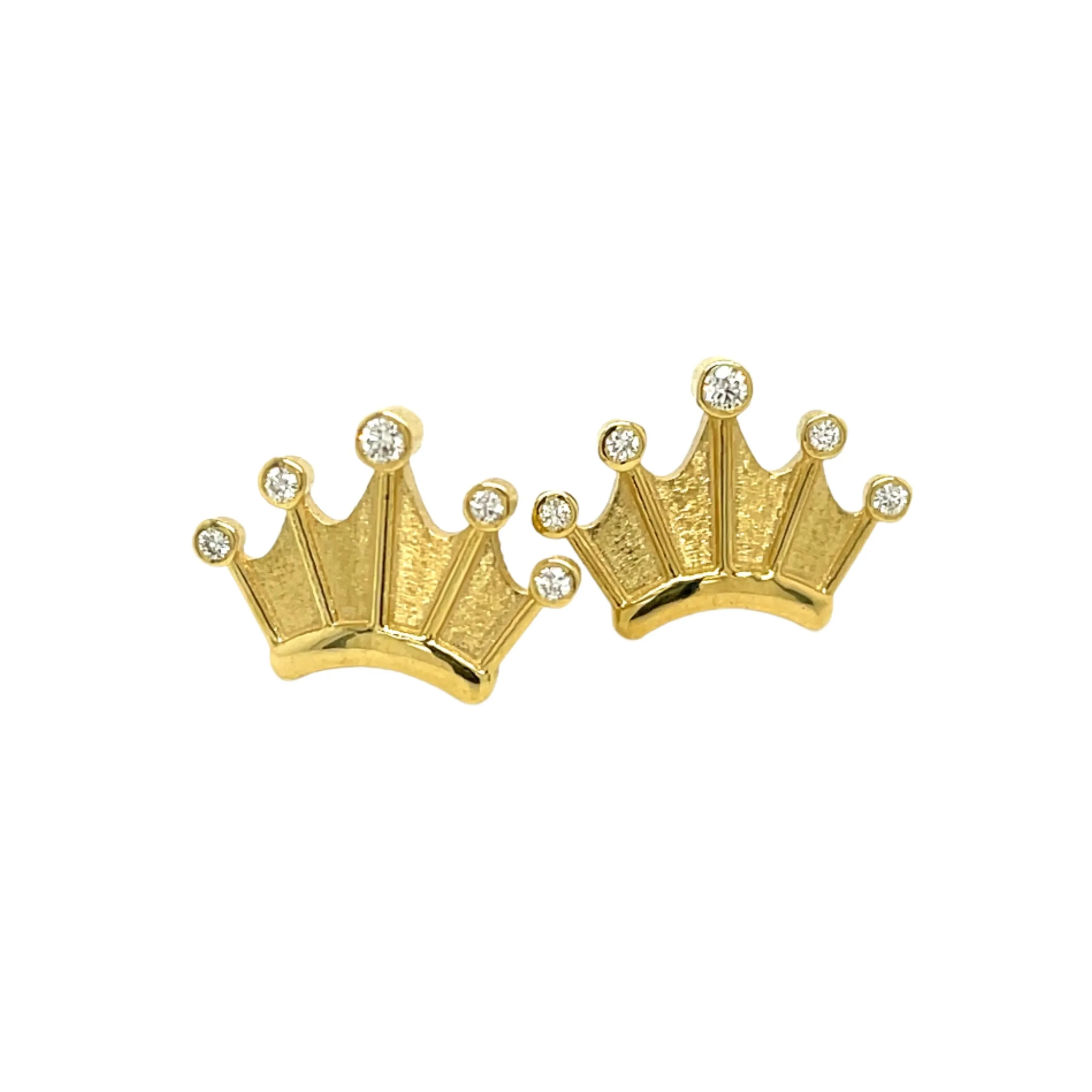 18k Yellow Gold Diamond Crown Studs