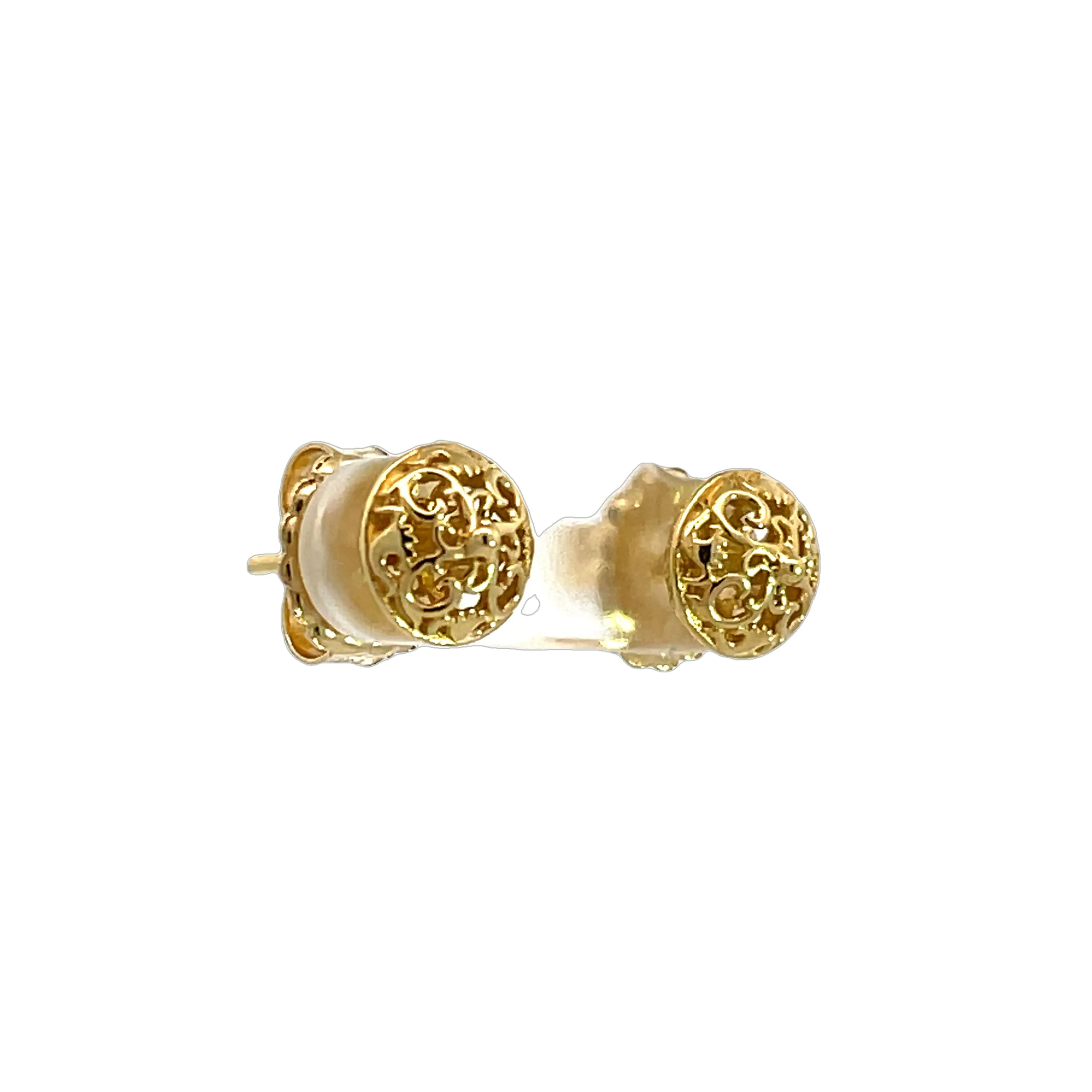 18K Yellow Gold Scroll Studs