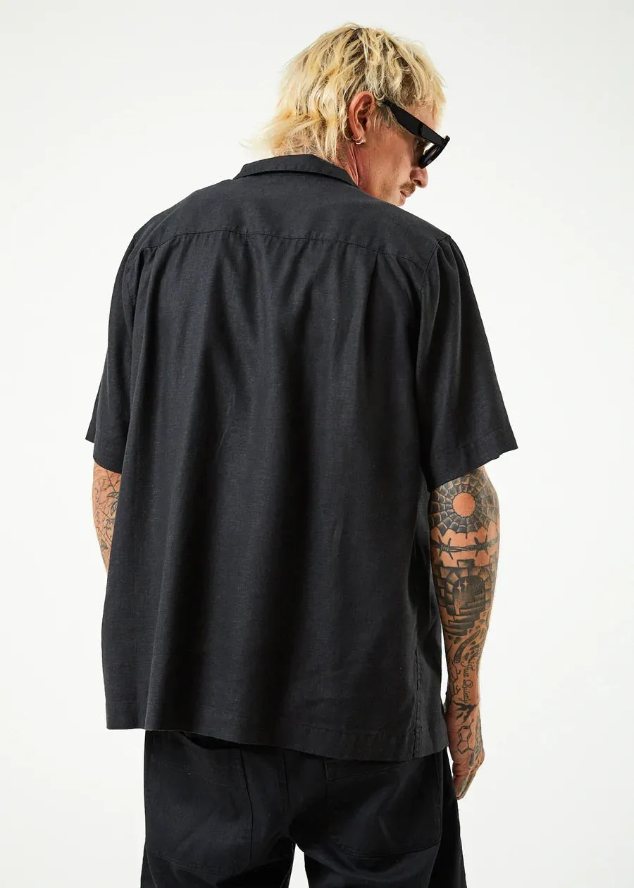 AFENDS Mens Daily - Cuban Short Sleeve Shirt - Black