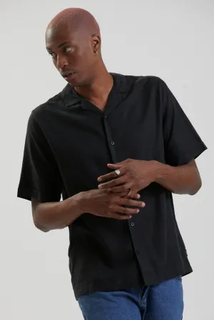 AFENDS Mens Daily - Cuban Short Sleeve Shirt - Black