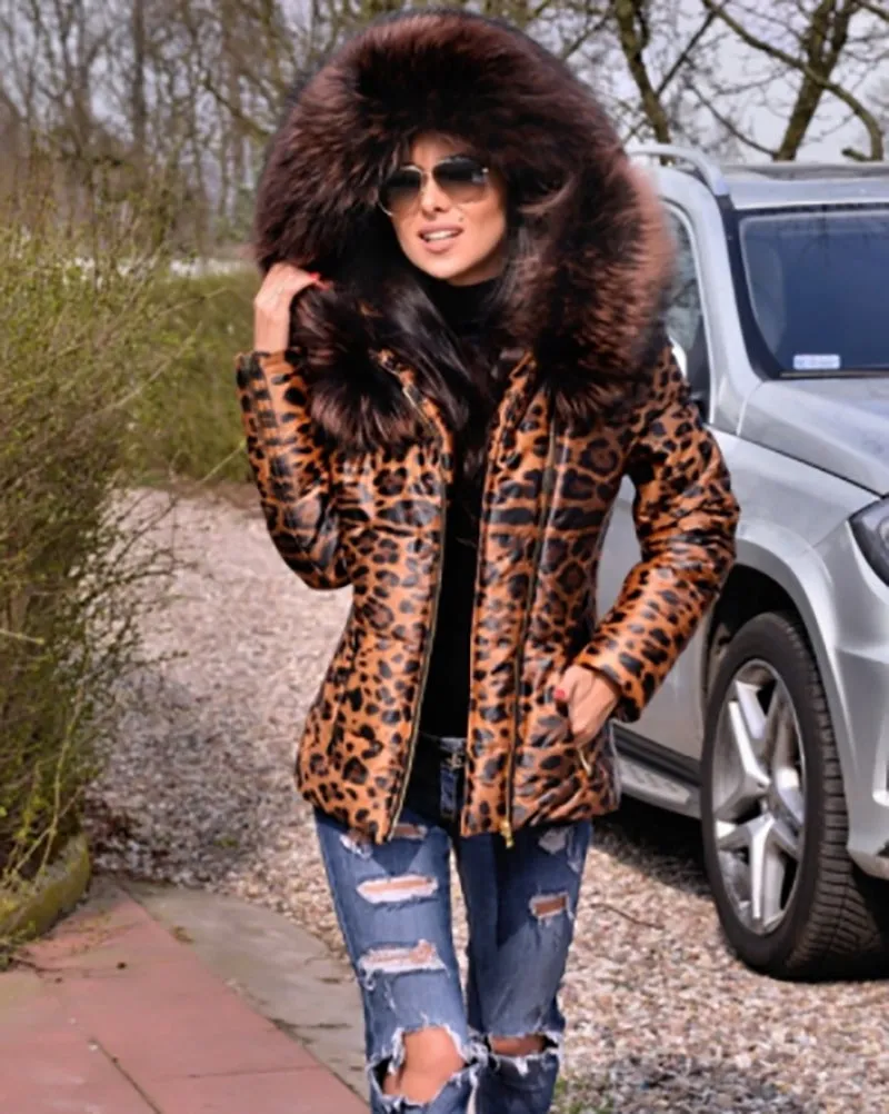 Aofur New Womens Ladies Quilted Winter Coat Puffer Fur Collar Hooded Jackets Parka Plus Size S-XXXL