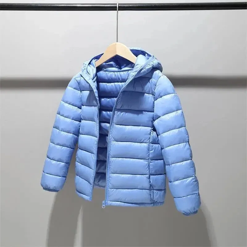 Autumn Girls Down Jacket 4-12 Years Children Clothing Winter Boys Warm Snowsuit Jackets Kids Hooded Light Down Outerwear Coats