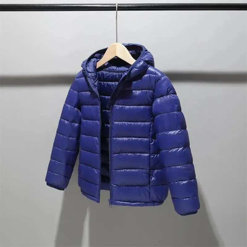 Autumn Girls Down Jacket 4-12 Years Children Clothing Winter Boys Warm Snowsuit Jackets Kids Hooded Light Down Outerwear Coats