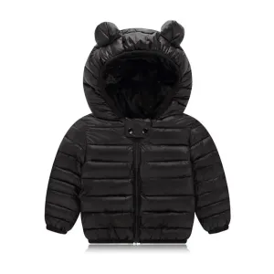 Baby Girl Hooded Down Jackets Warm Outerwear For Boys 1-6 Years Children Baby Coat Winter Solid Color Lightweight Clothes