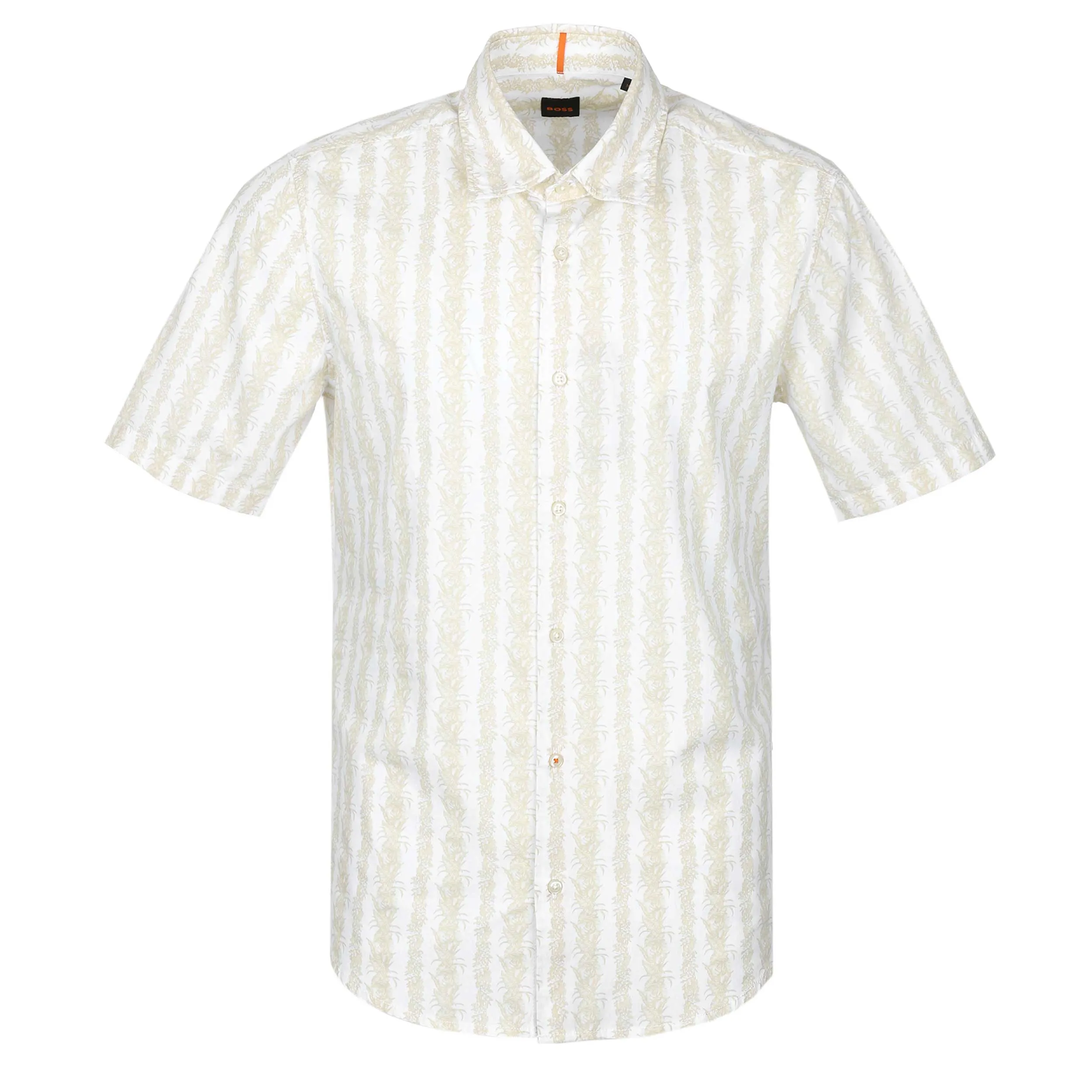 BOSS Rash 2 Short Sleeve Shirt in White Beige Print