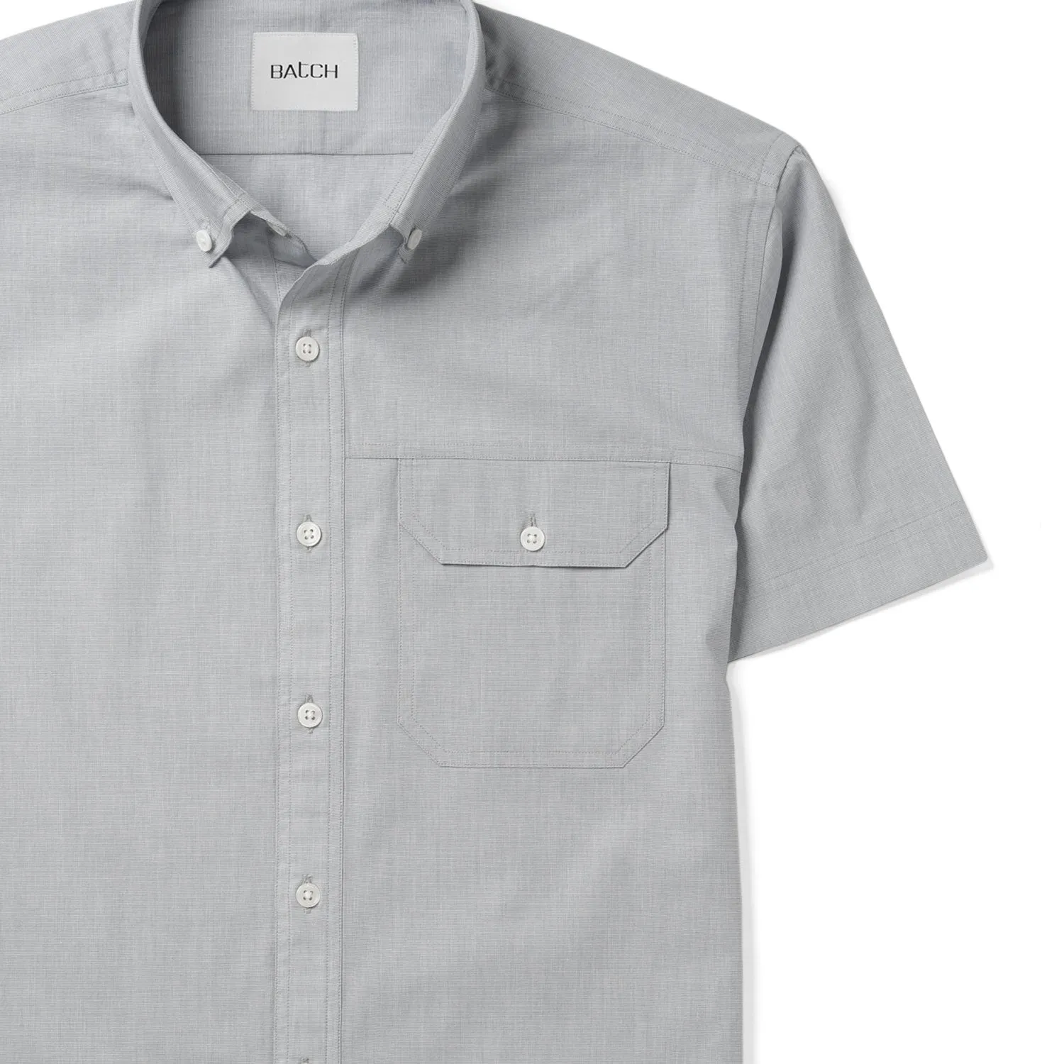 Builder Short Sleeve Casual Shirt – Aluminum Gray Cotton End-on-end