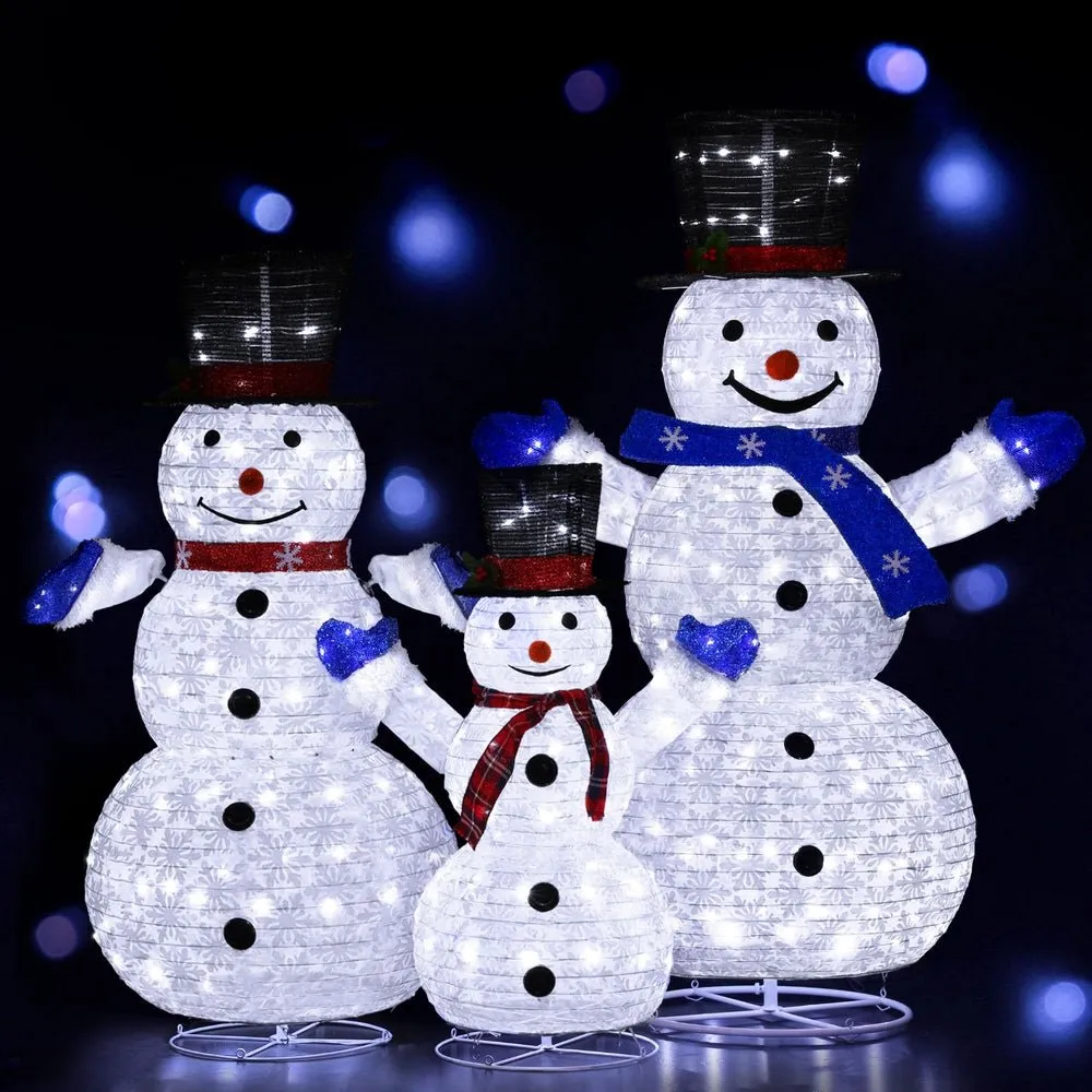 Christmas Lights 330 LED Fairy Light 3pcs Snowman Decorations Set