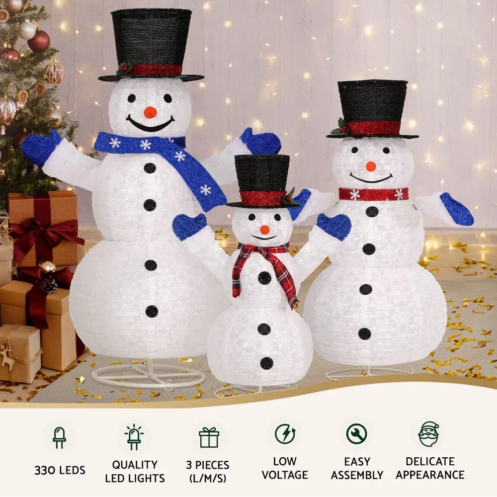 Christmas Lights 330 LED Fairy Light 3pcs Snowman Decorations Set