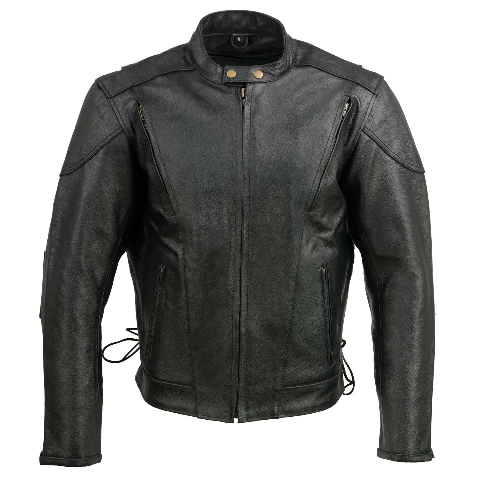 Event Leather Men's Black Side Lace Scooter Jacket with Vents Motorcycle Riding Jacket EL5410