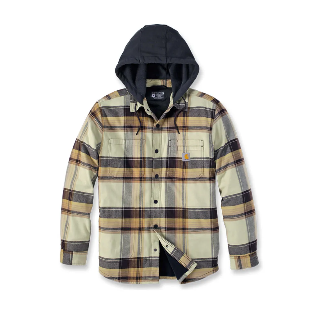 Fleece Lined Hooded Shirt Jacket Dark Brown