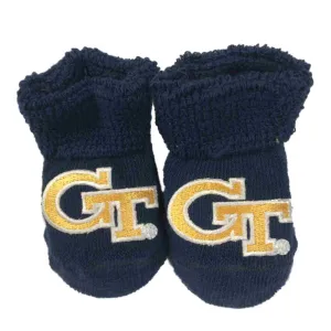 Georgia Tech Yellow Jackets TFA Infant Baby Newborn Navy "GT" Logo Socks Booties