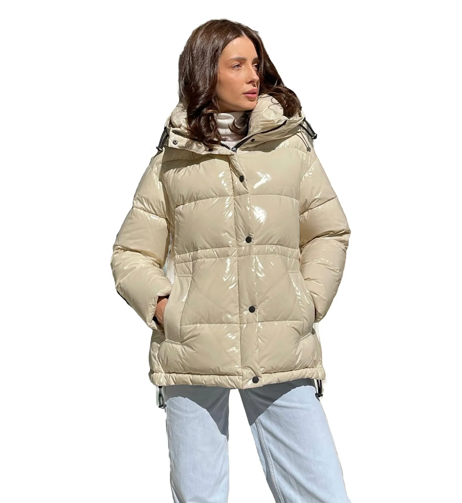 Premium Gia Laqué Hooded Down Jacket with Enhanced Features