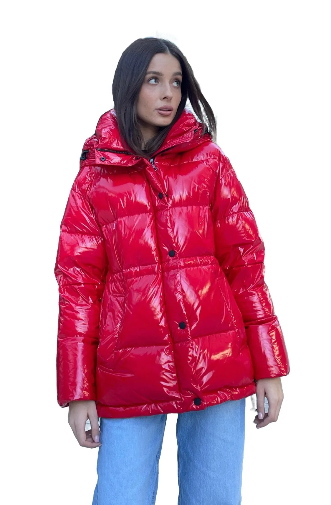 Premium Gia Laqué Hooded Down Jacket with Enhanced Features