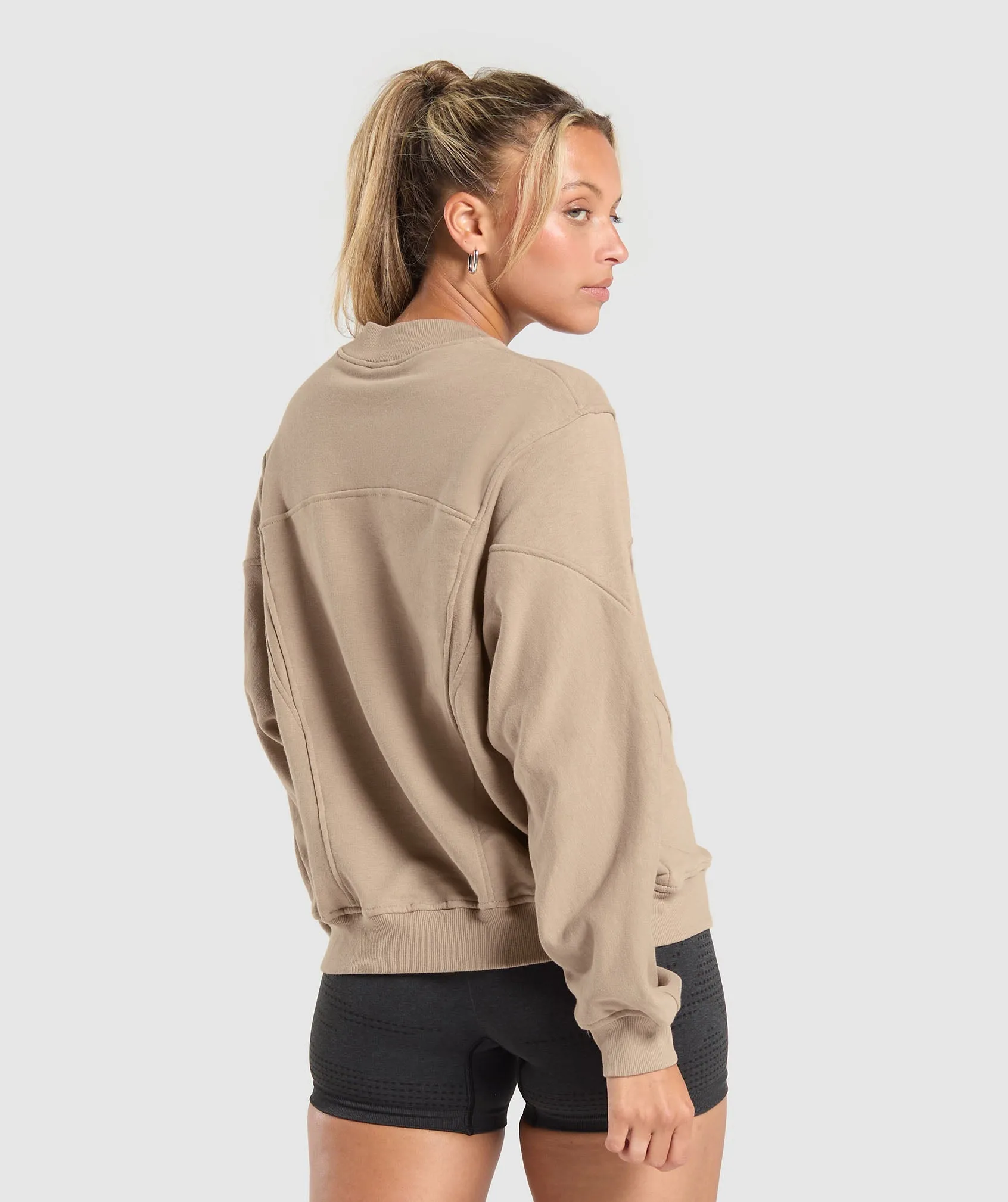 Gymshark Rest Day Cotton Contour Pullover - Cement Brown