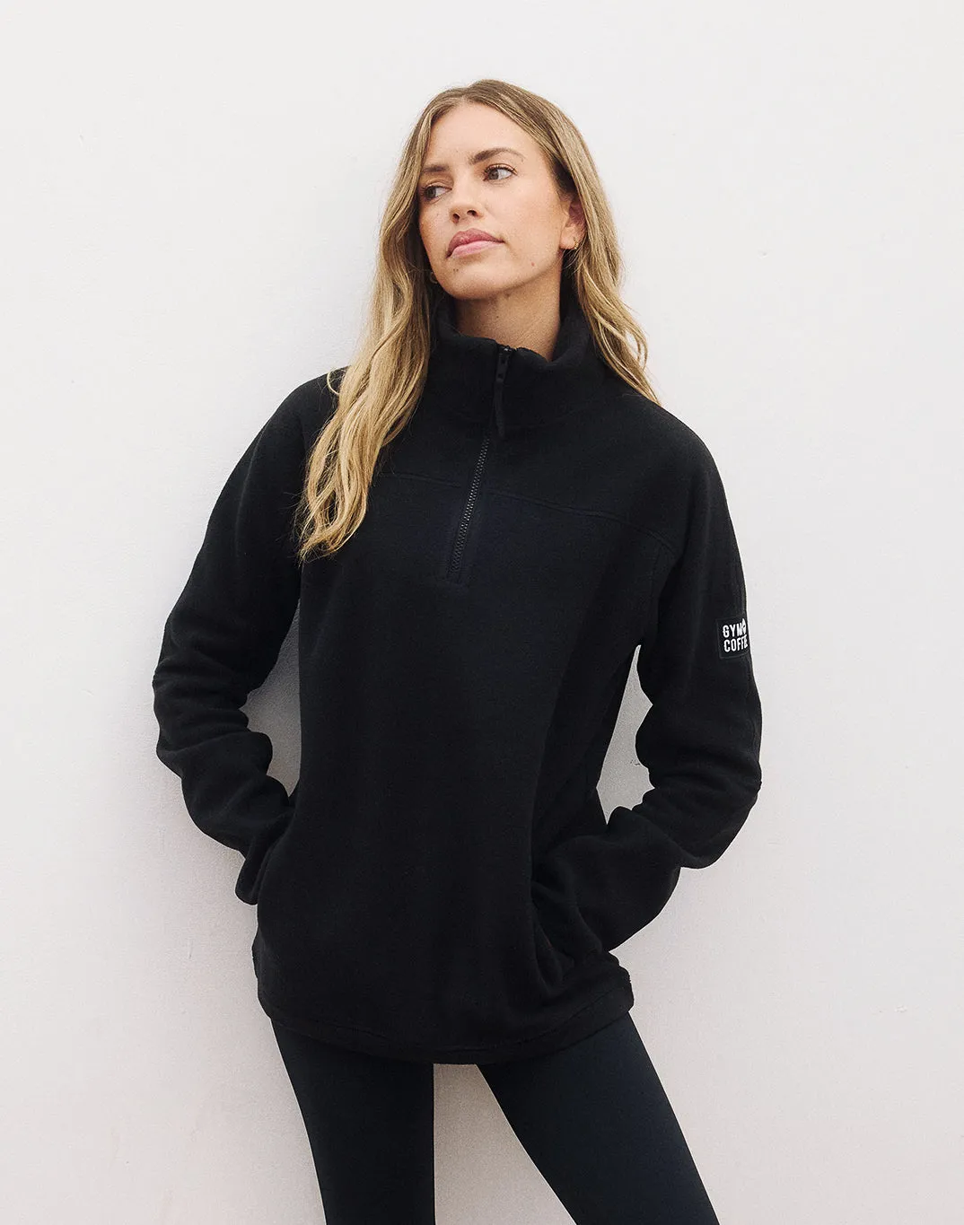 Half Zip Polar Fleece in Deep Black