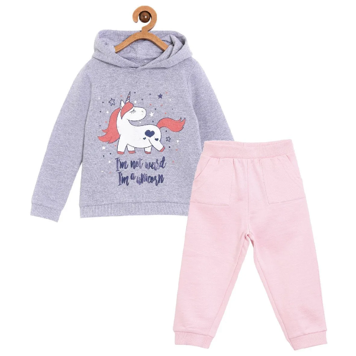 Happy Unicorn Hooded Sweatshirt and Pink Sweatpants Combo