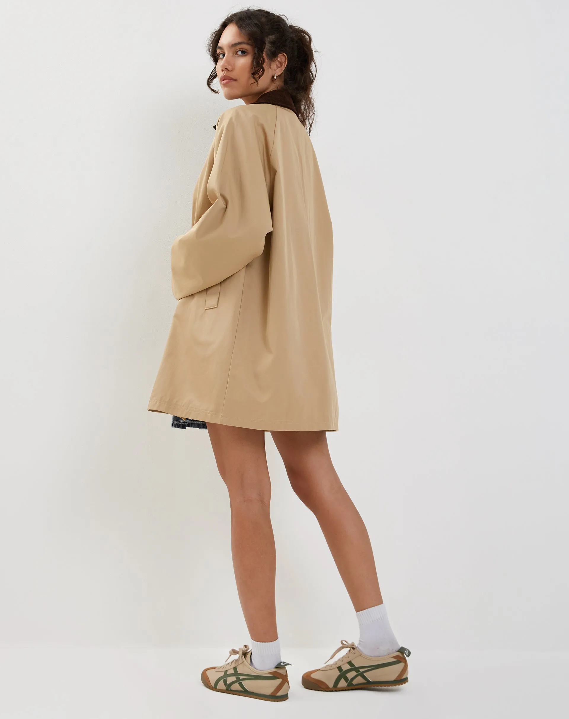 Izora Short Trench Coat in Tan