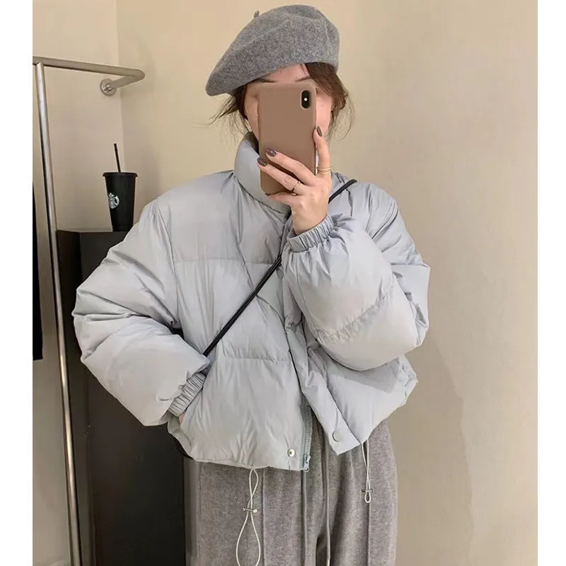 Korean version of versatile bread cotton clothes women's 2023 winter new stand-up collar small short fashion down cotton clothes women's tide