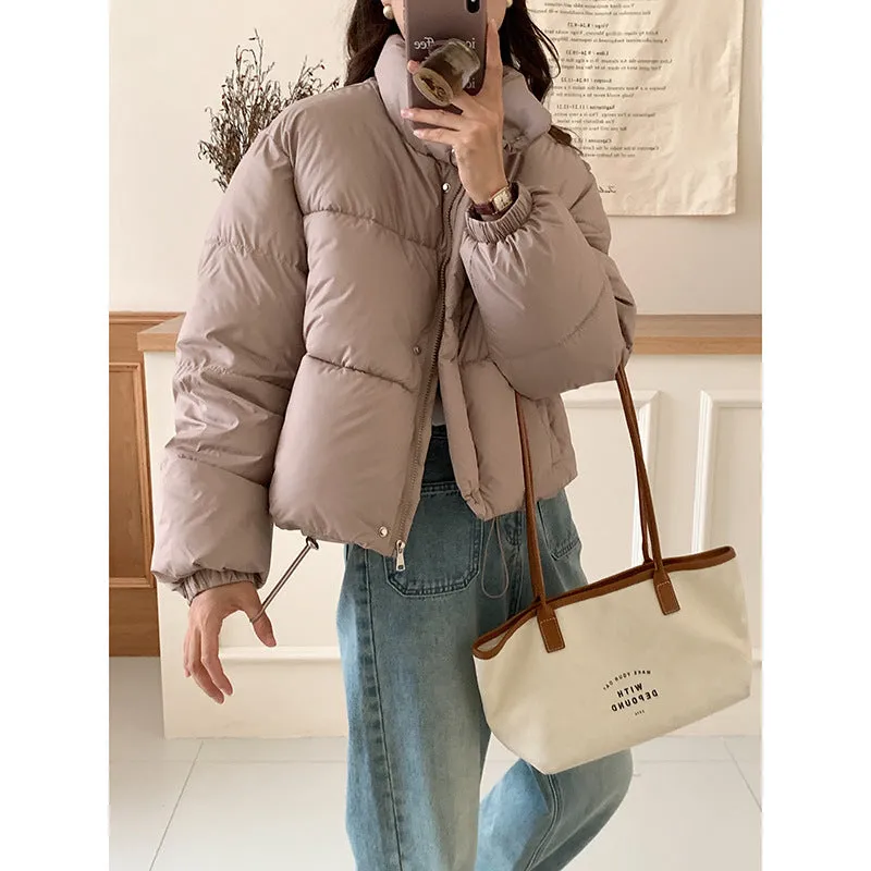 Korean version of versatile bread cotton clothes women's 2023 winter new stand-up collar small short fashion down cotton clothes women's tide