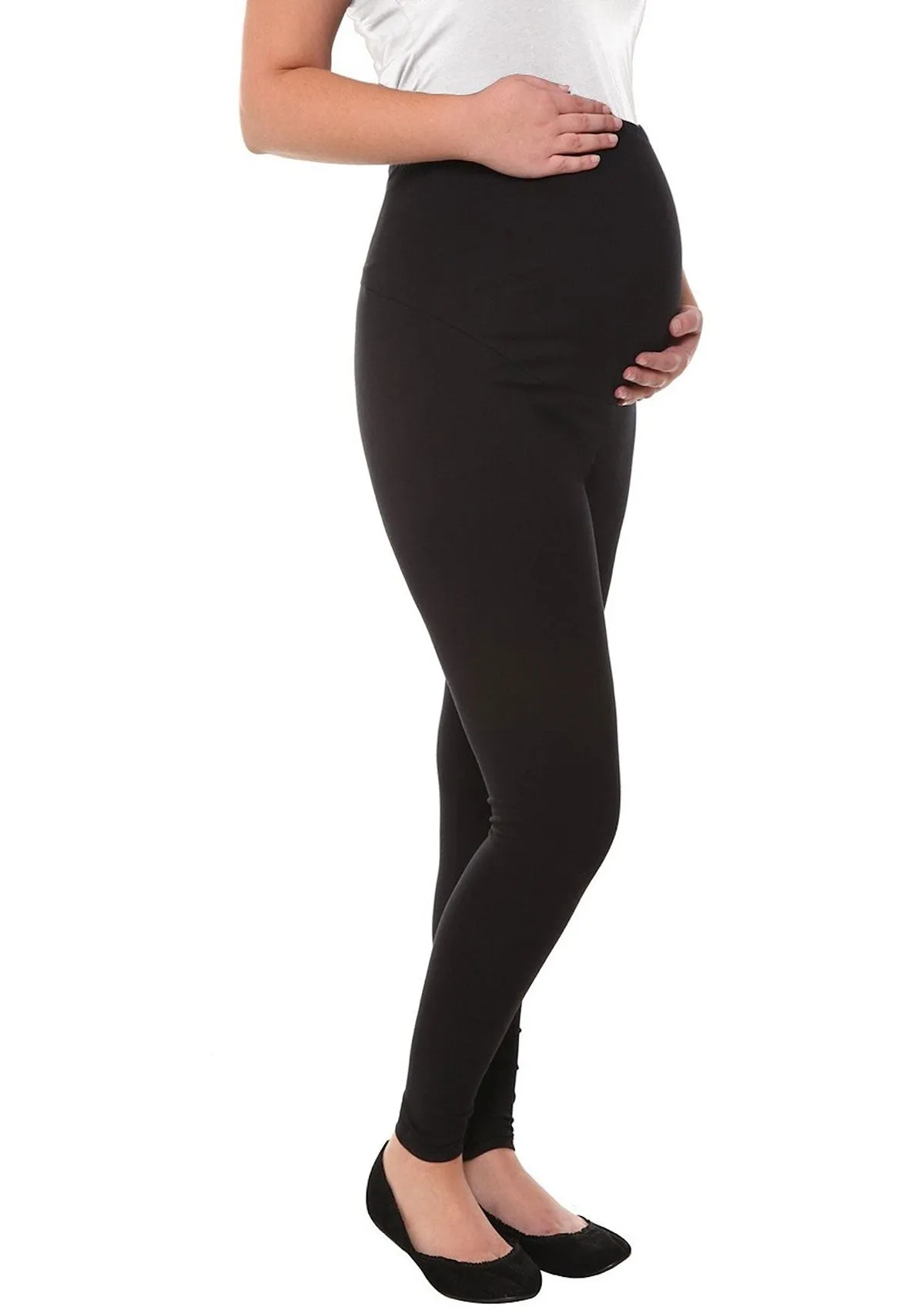 Maternity Fleece-Lined Over Belly Cotton Leggings