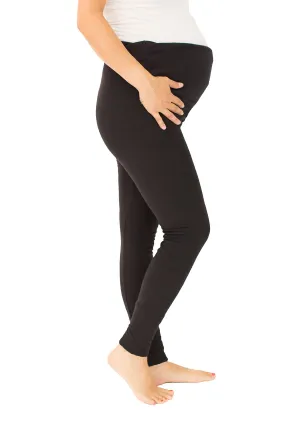 Maternity Fleece-Lined Over Belly Cotton Leggings