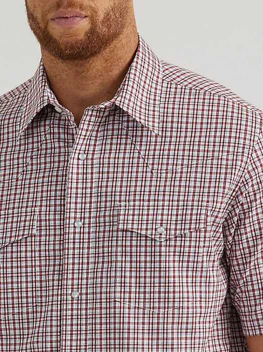 Men's Wrangler Classic Red Check Short Sleeve Snap Shirt