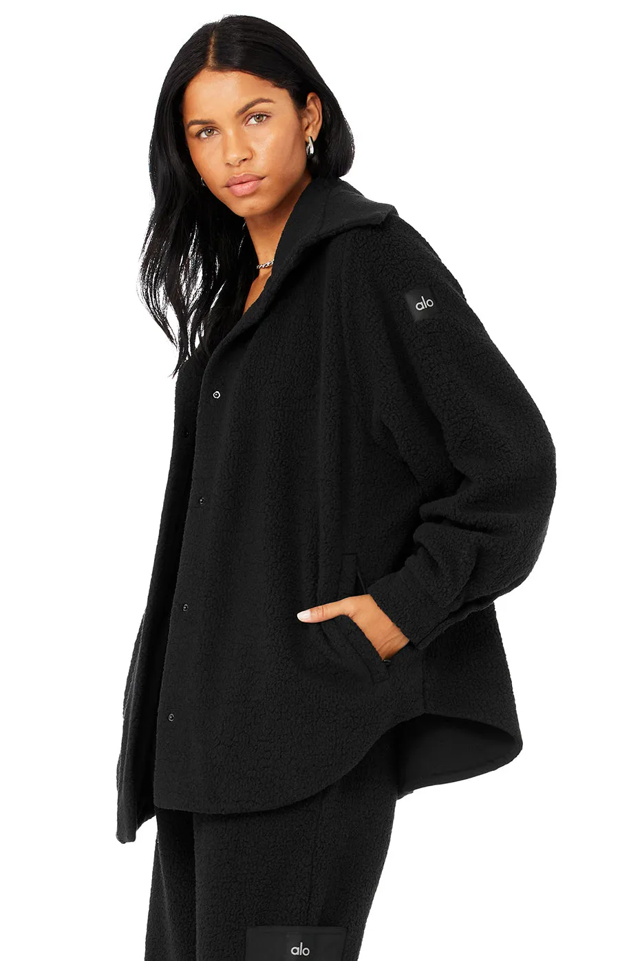 Micro Sherpa Envy Shacket - Black