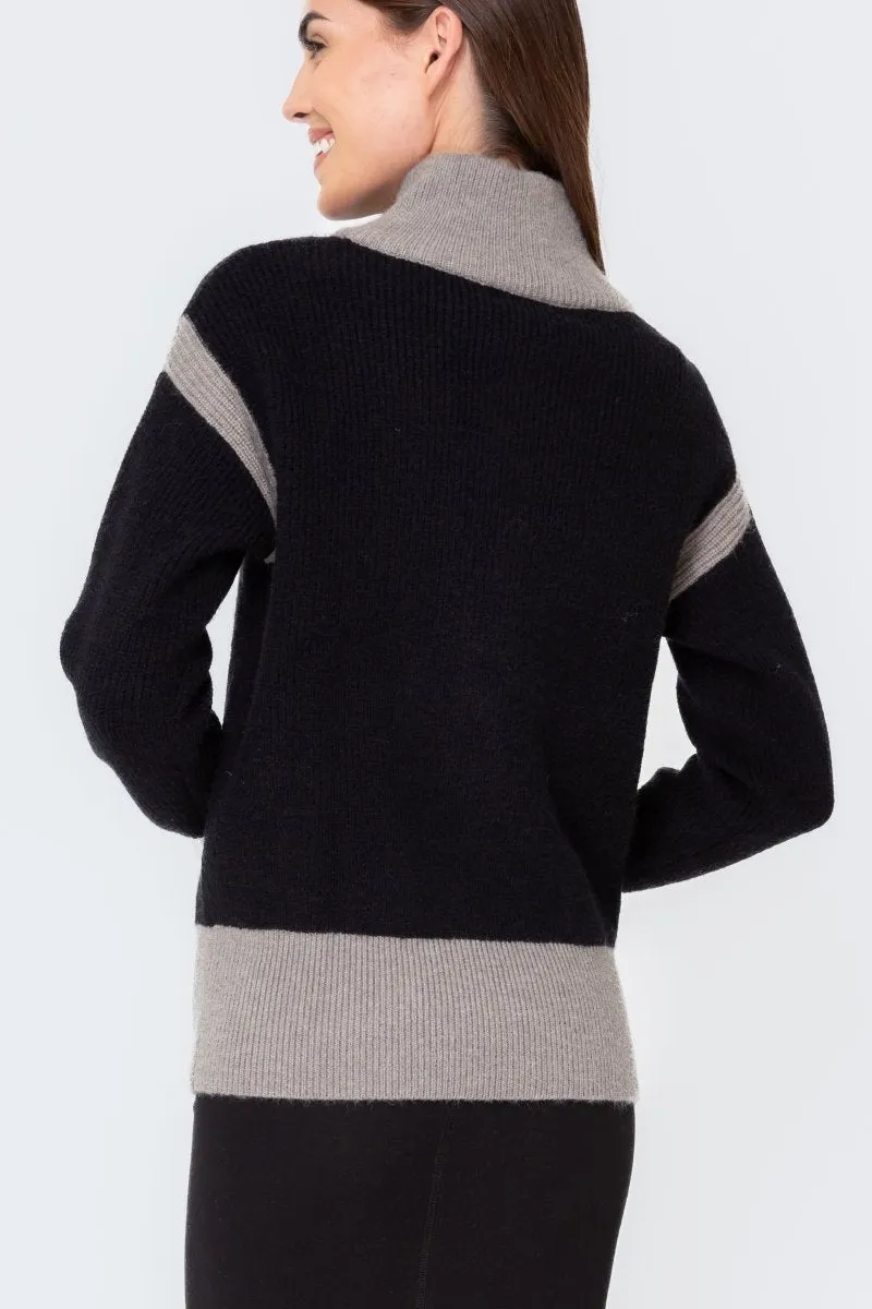 MOCK ZIP SWEATER (BLACK/GREY)