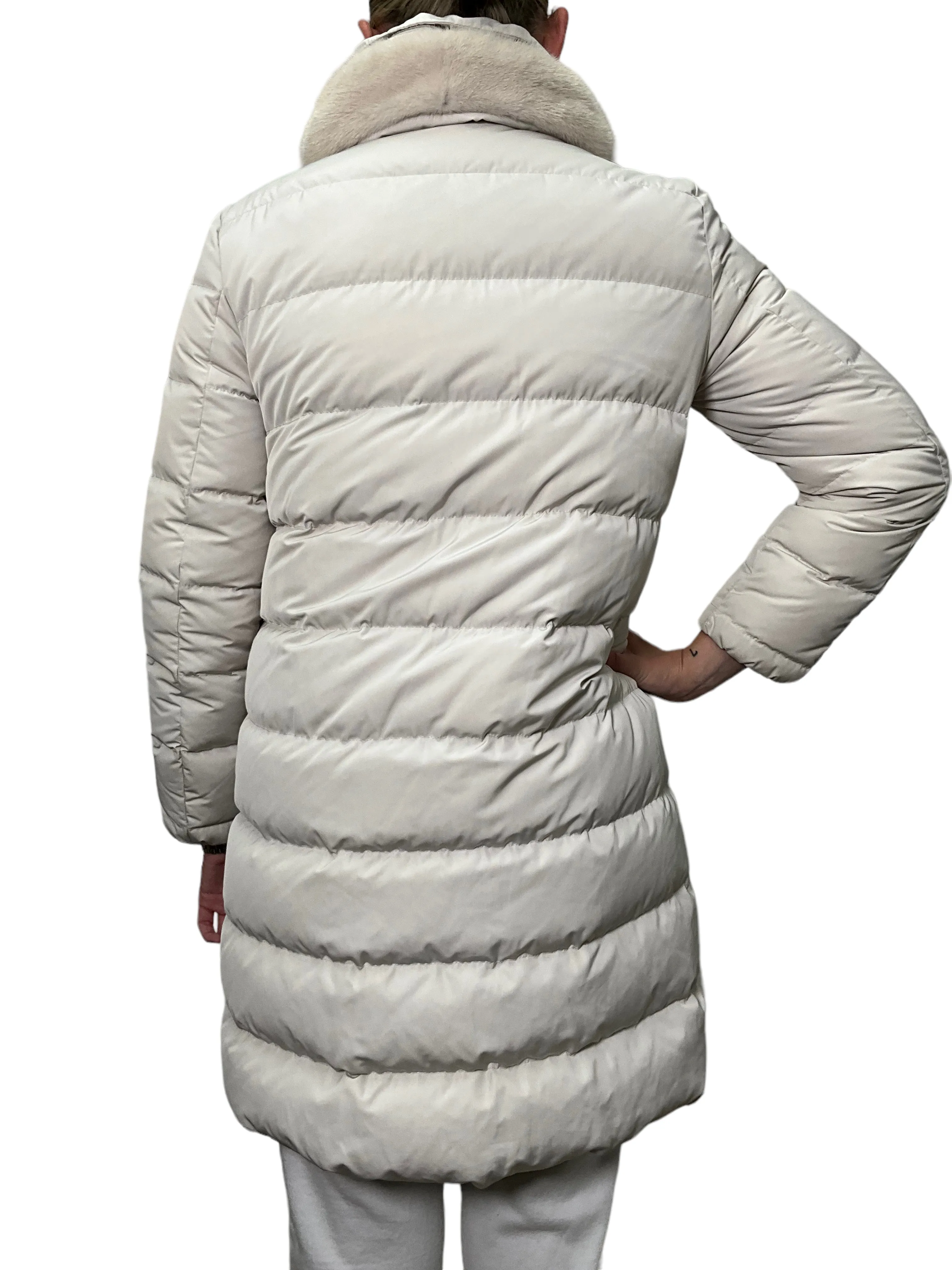 MONCLER Quilted Puffy Goose Down Fur Trim Jacket Size M