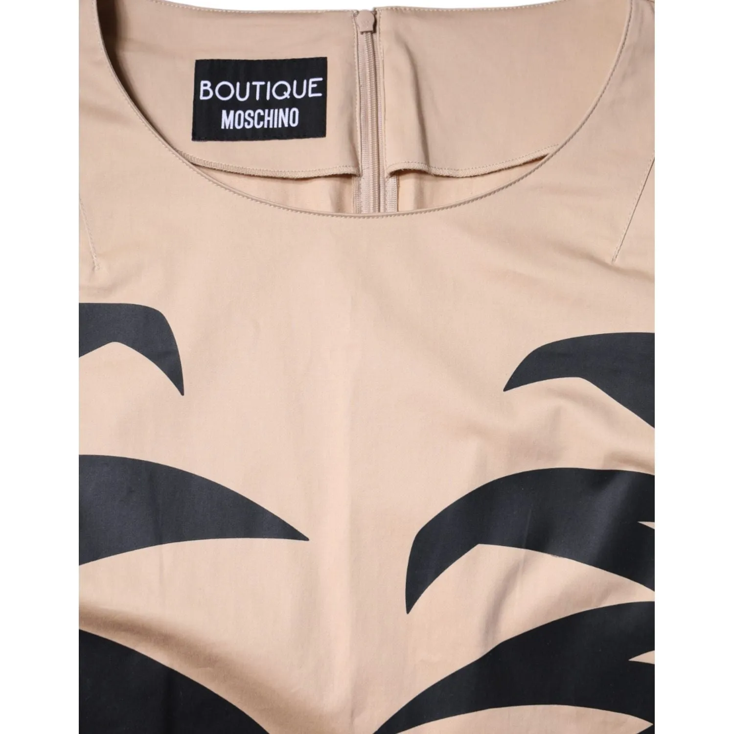 Moschino Beige Cotton Short Sleeve Knee Length Dress