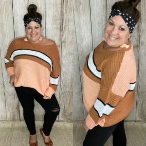 Oversized Color Block Stripe Sweater