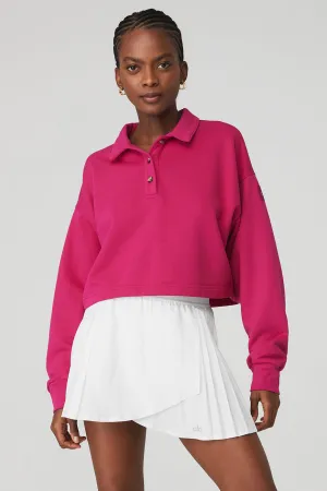 Polo Henley Pullover - Magenta Crush