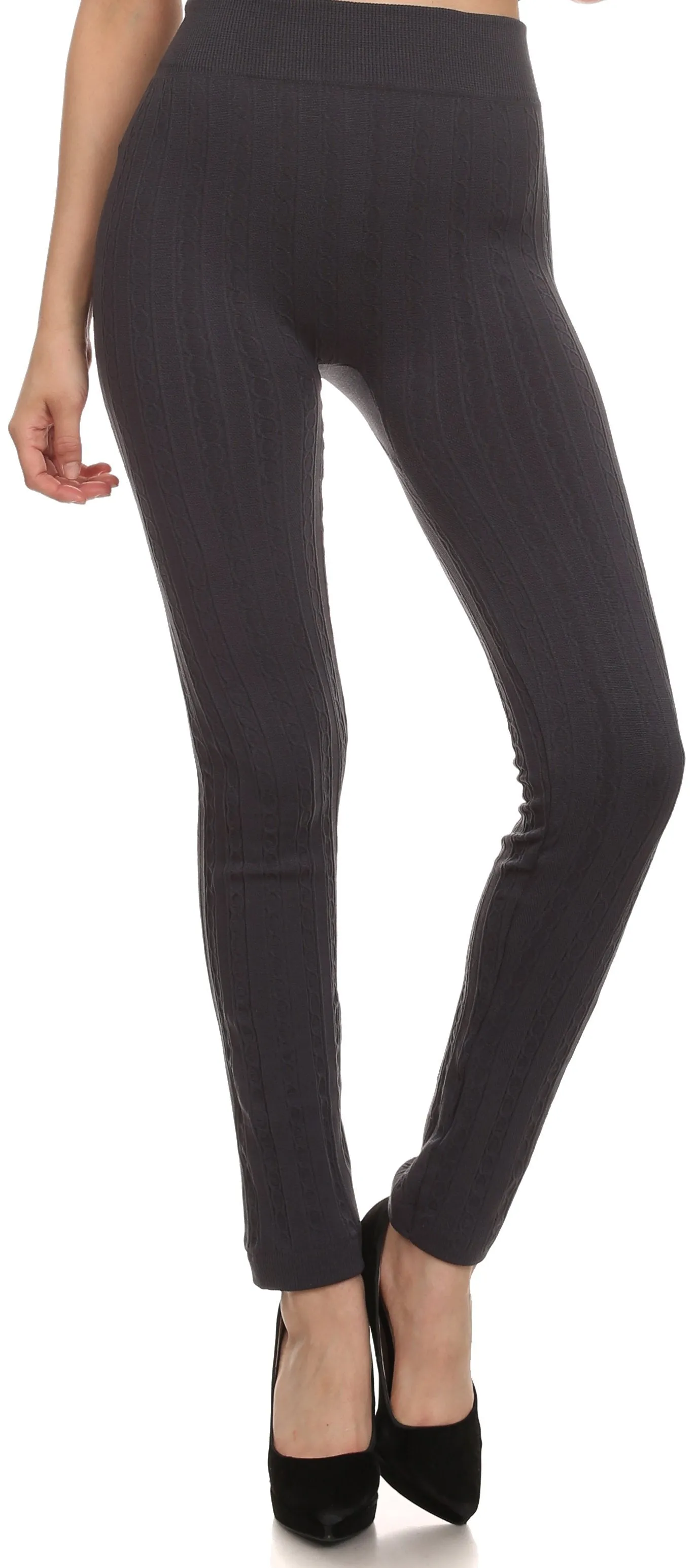 Sakkas Cable Knit Fleece Lined Leggings