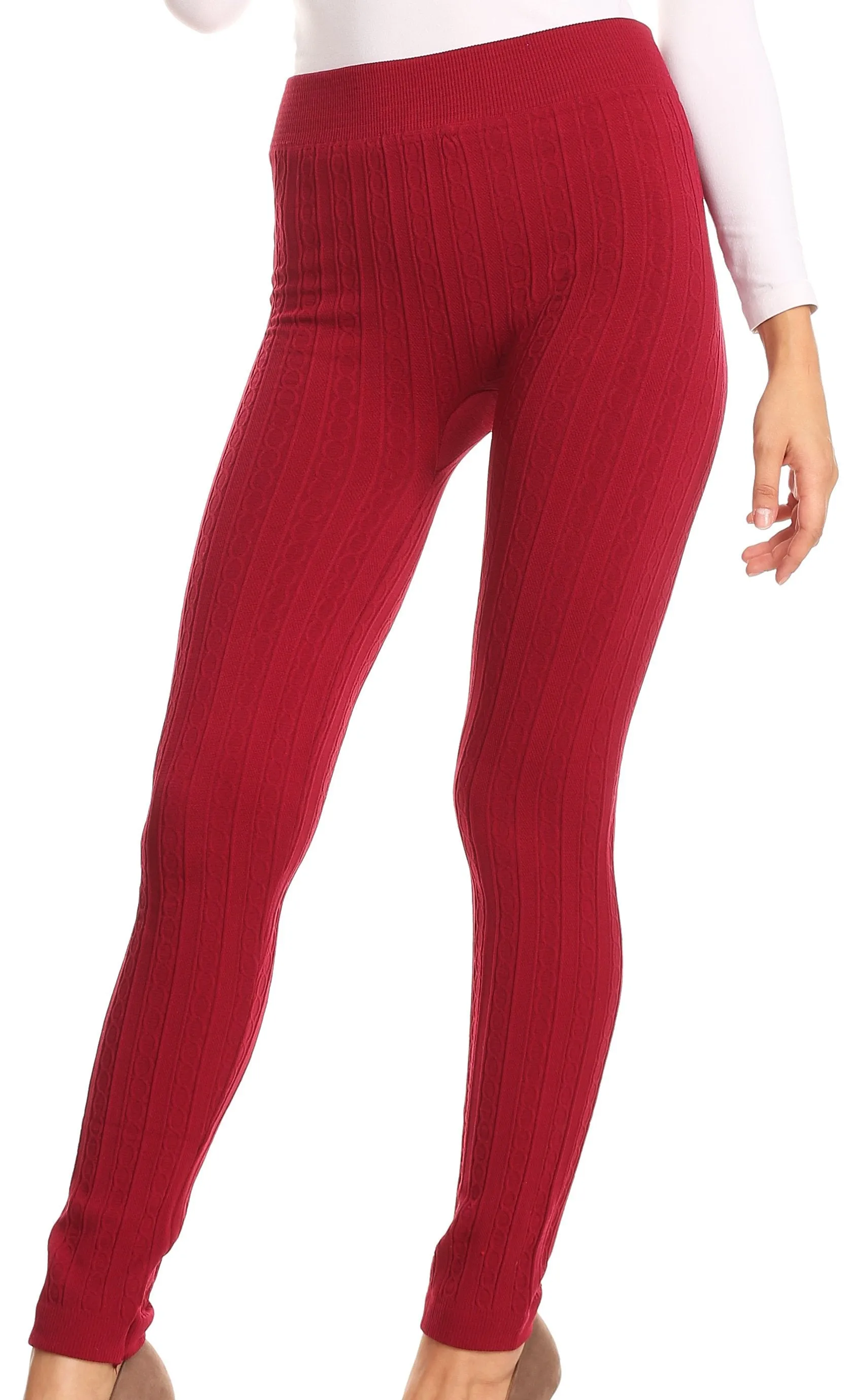 Sakkas Cable Knit Fleece Lined Leggings