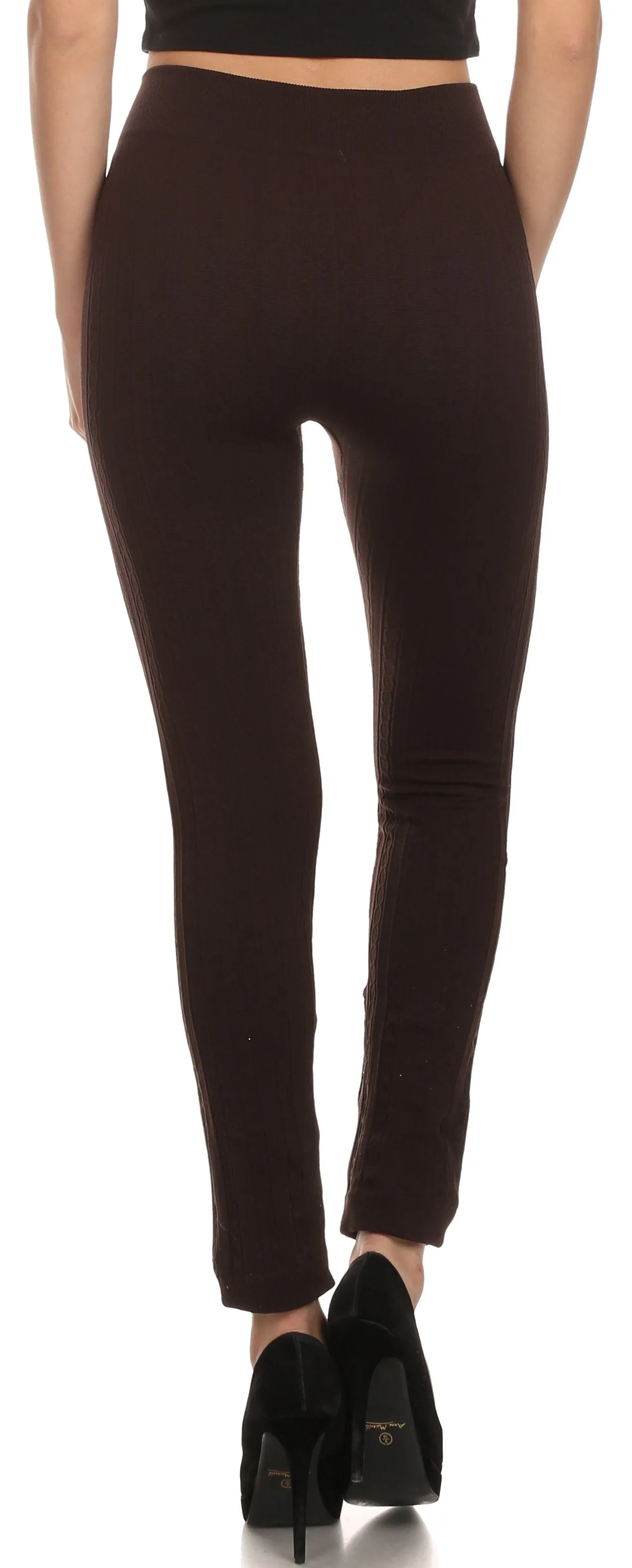 Sakkas Cable Knit Fleece Lined Leggings