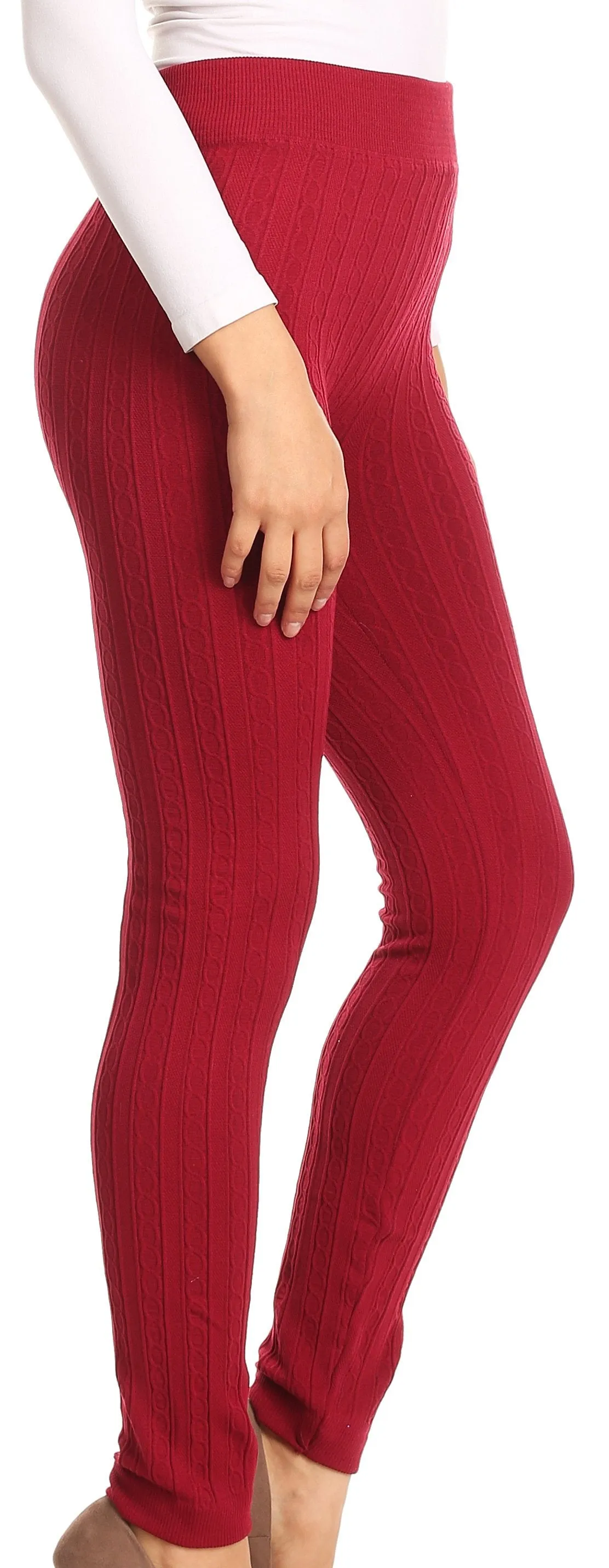 Sakkas Cable Knit Fleece Lined Leggings