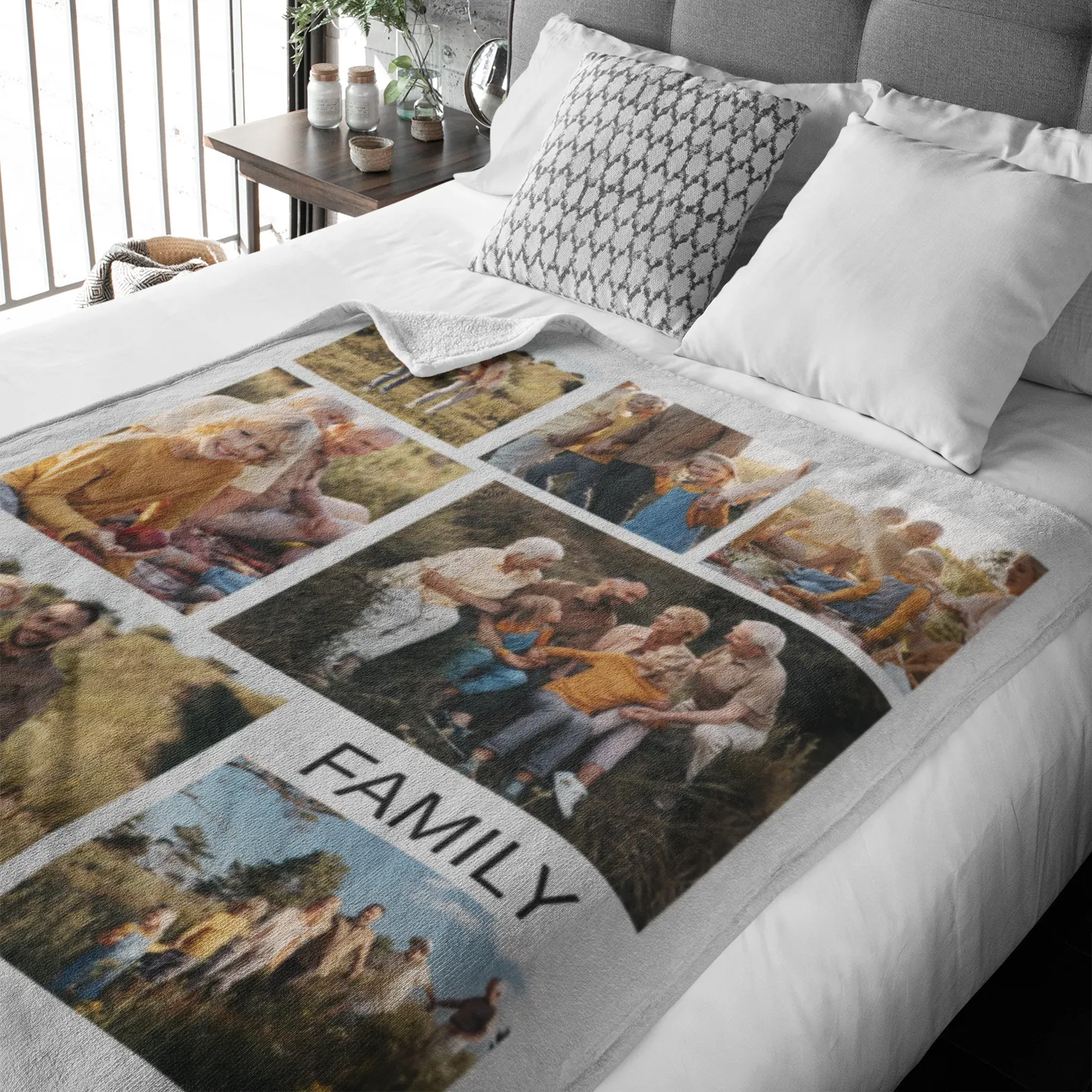 Seven Photo Gallery with Text Premium Fleece Photo Blanket