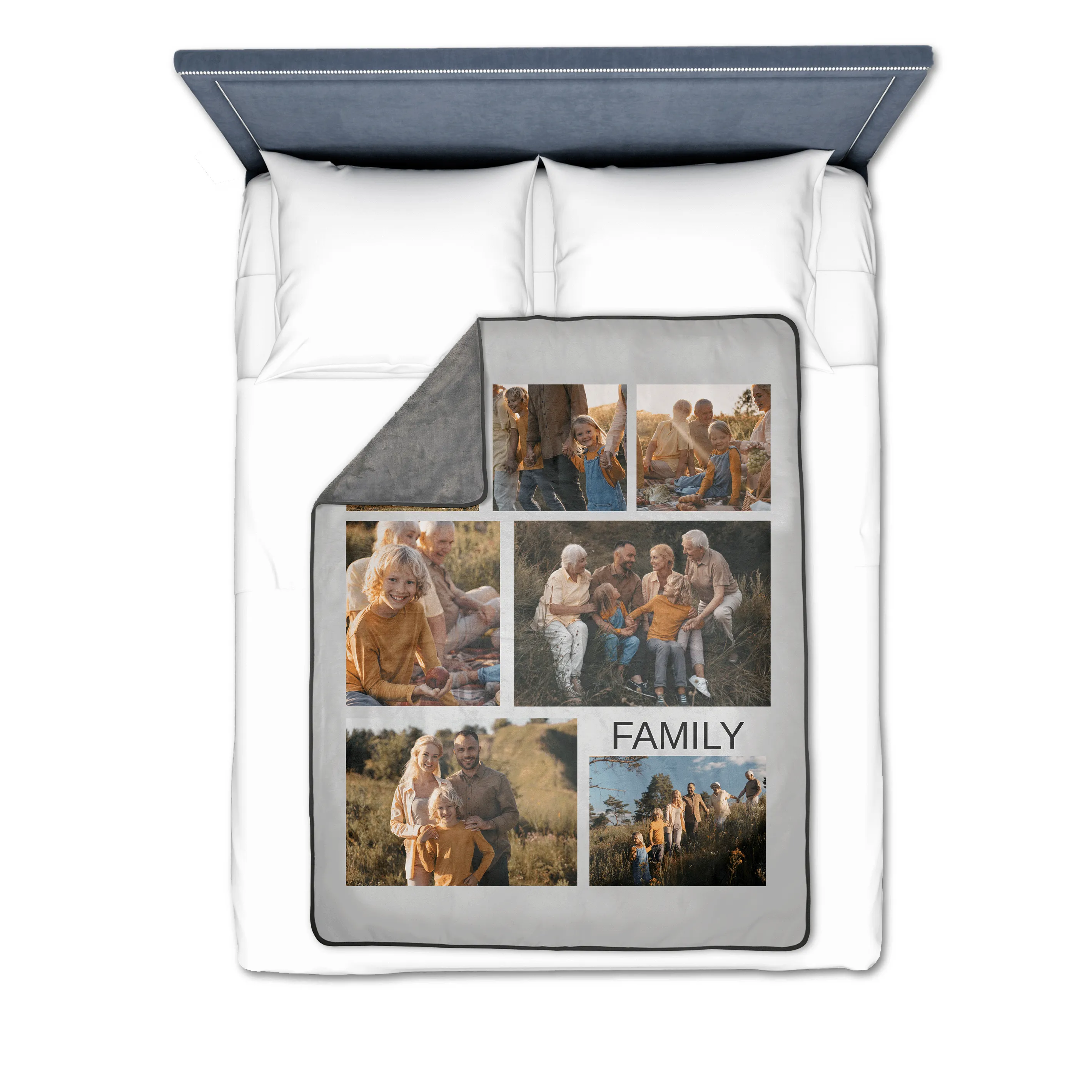 Seven Photo Gallery with Text Premium Fleece Photo Blanket