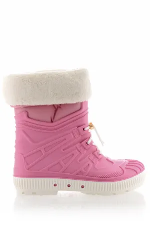 SIBEIRA Pink Fur Rubber Snow Boots