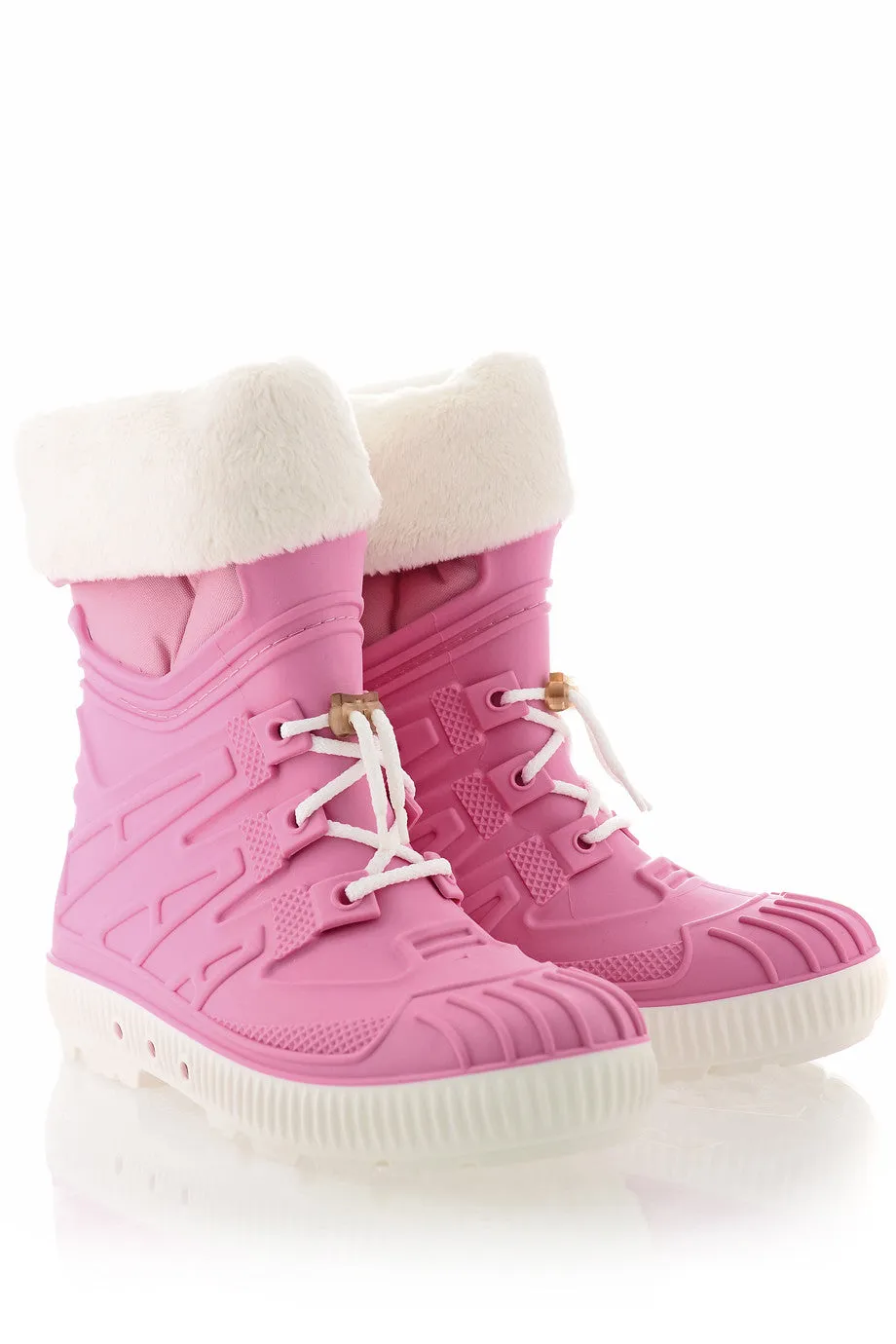 SIBEIRA Pink Fur Rubber Snow Boots