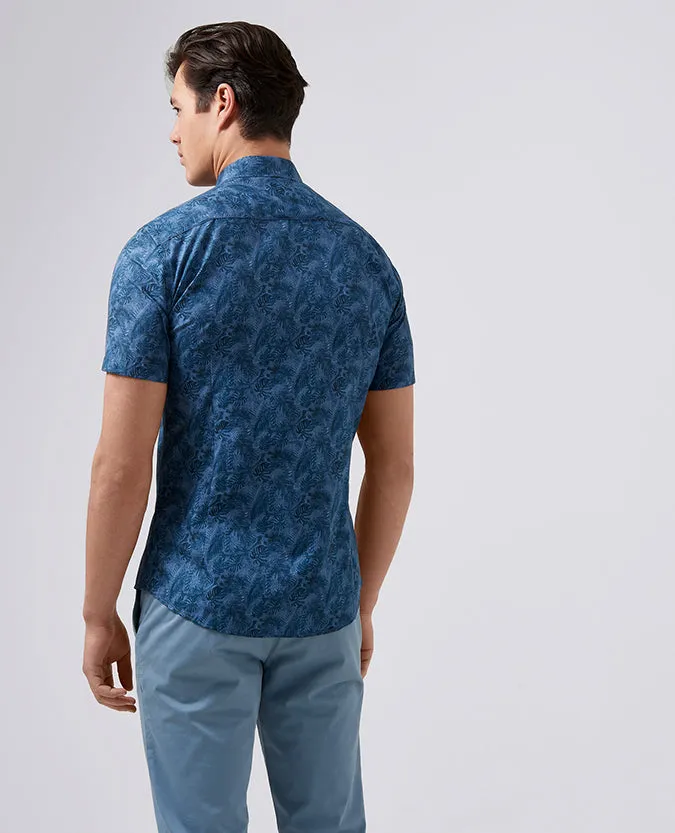 Slim Fit Printed Cotton Short Sleeve Shirt