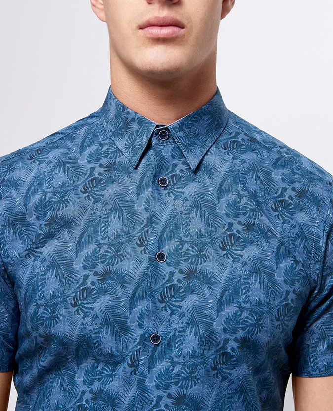 Slim Fit Printed Cotton Short Sleeve Shirt