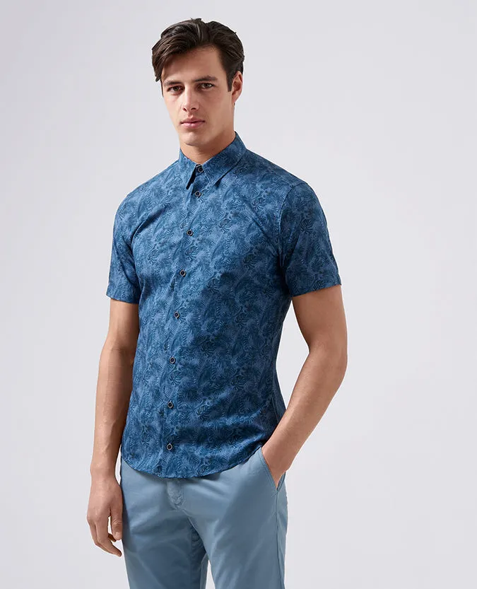 Slim Fit Printed Cotton Short Sleeve Shirt