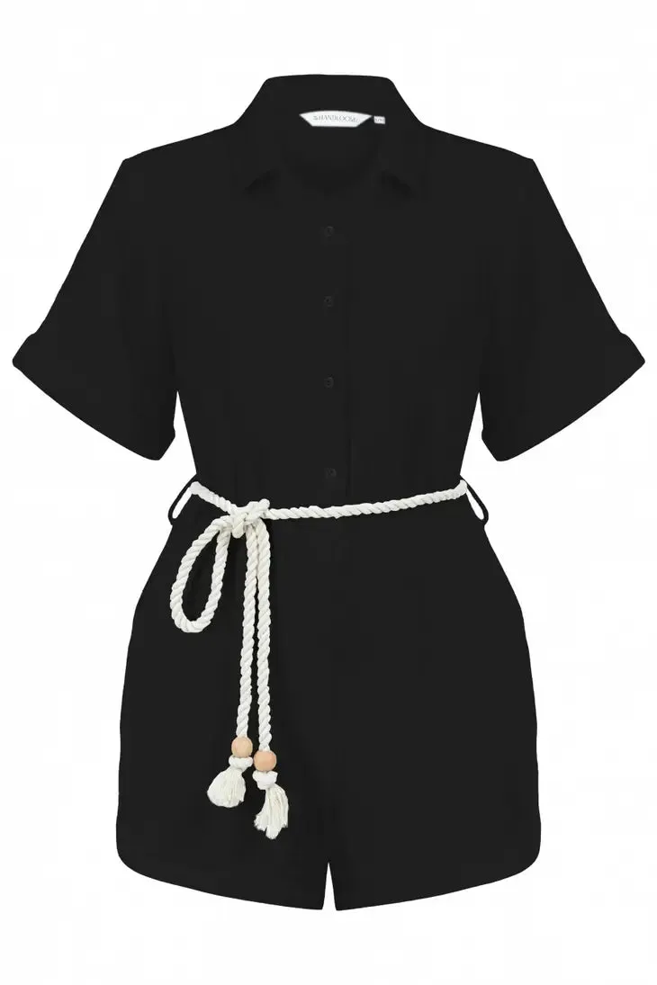 The Handloom Mia Romper Black