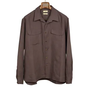 Two pocket overshirt in Plum Belgian linen