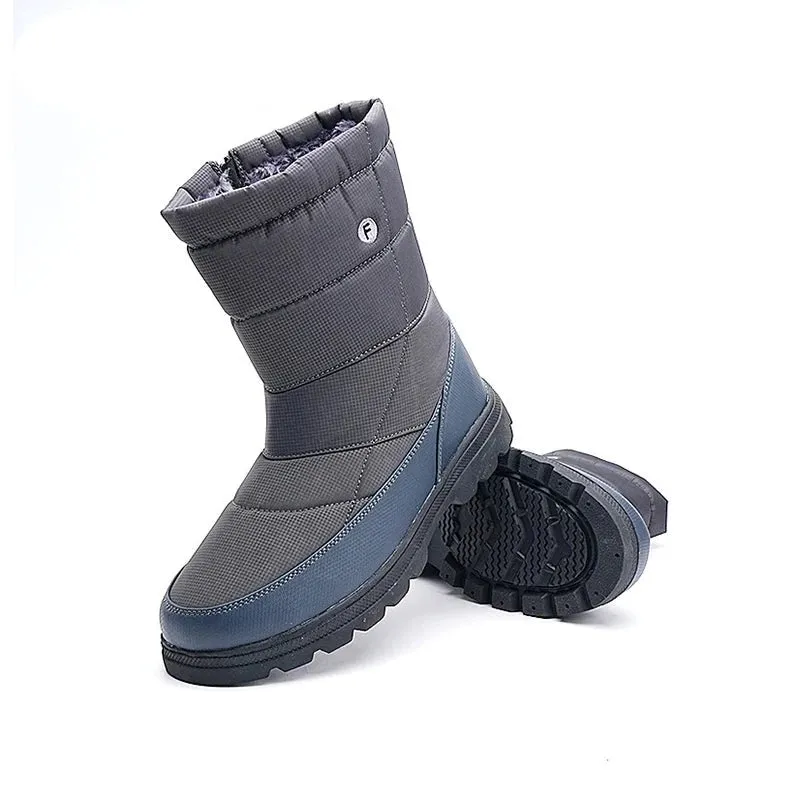 Winter Men Boots Plus Size 36-46 Casual Unisex Mid Calf Boots Waterproof Comfortable Non-Slip Warm Fur Men Snow Boots