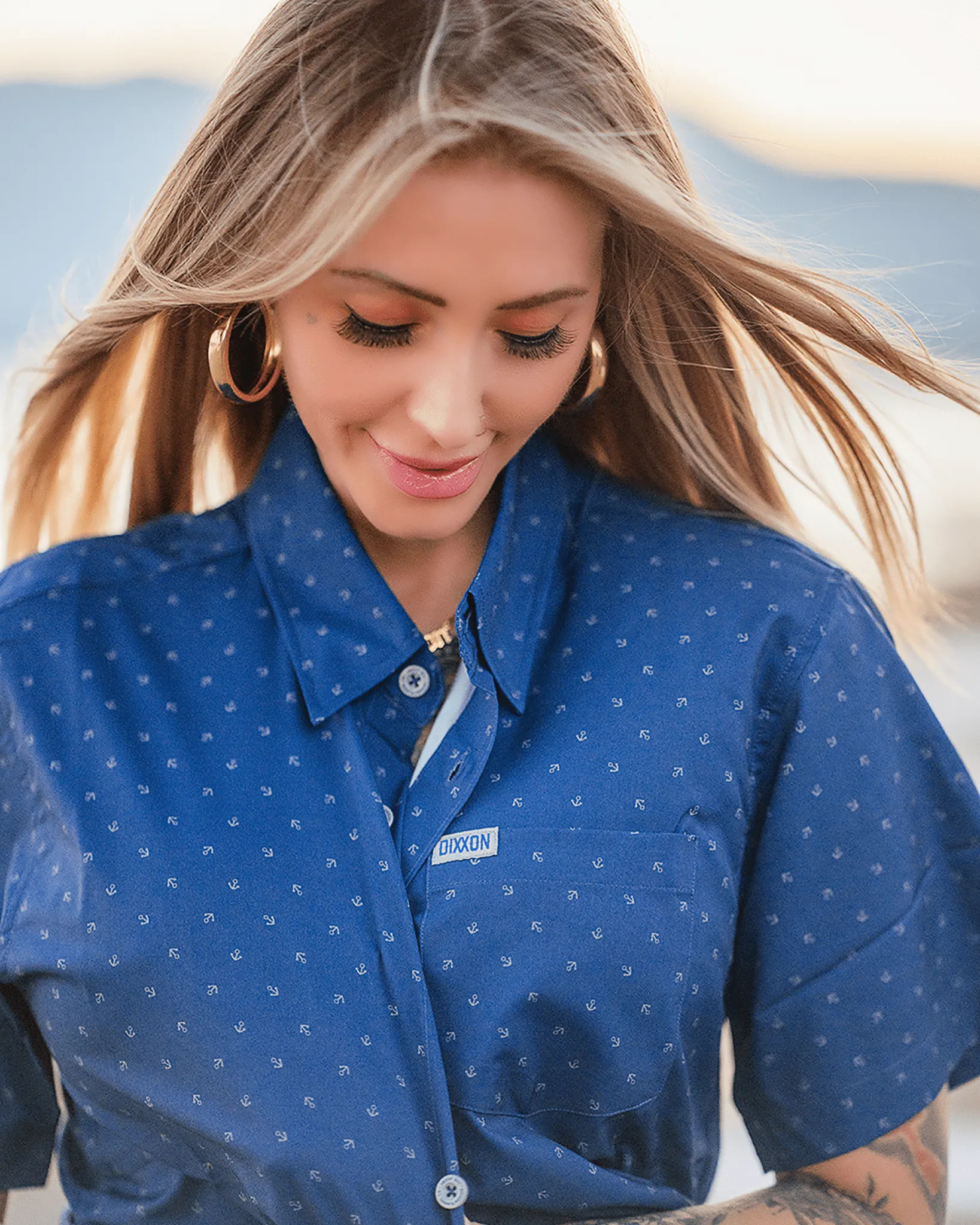 Women's Avery Party Shirt - Blue & Gray