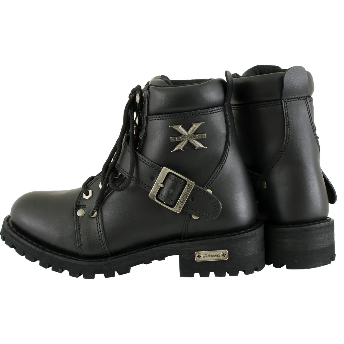 Xelement 2469 Women's Black Advanced Lace Up Motorcycle Biker Boots